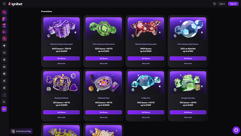 Promotions du casino Ignibet (version ordinateur)
