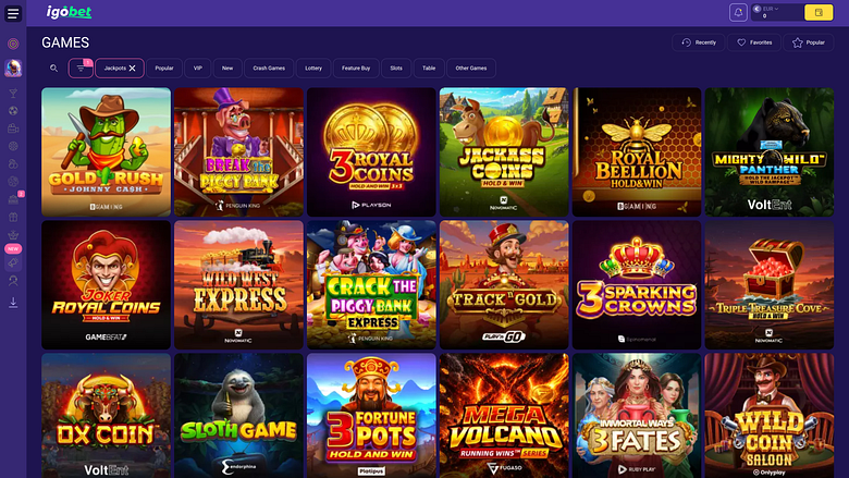Jackpot de escritorio del casino IgoBet
