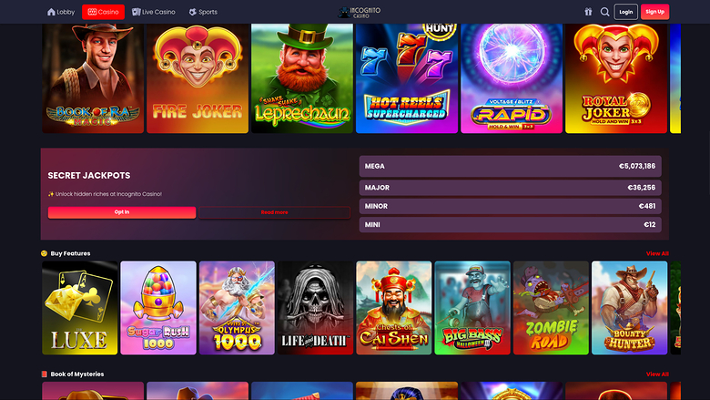 Incognito Casino Desktop Jackpot