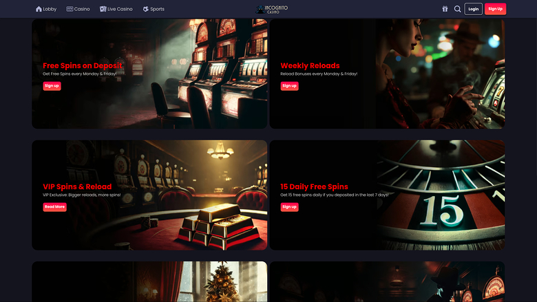 Incognito Casino Desktop Promotions