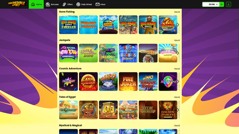 Incredible Spins Casino Desktop Games