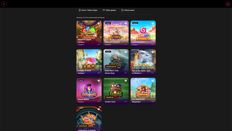 Inter Casino desktop jackpot