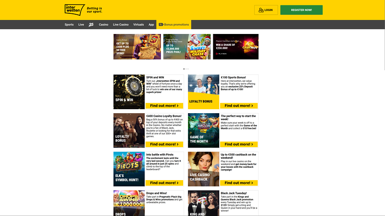 Promotions sur ordinateur du casino Interwetten