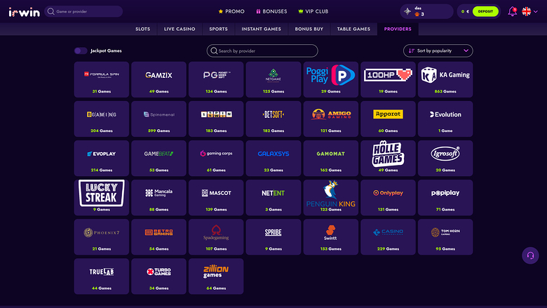 Sviluppatori di giochi desktop Irwin Casino