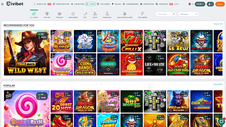 Игры для настольных компьютеров Ivibet Casino