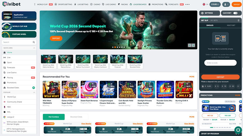 Домашняя страница Ivibet Casino для ПК