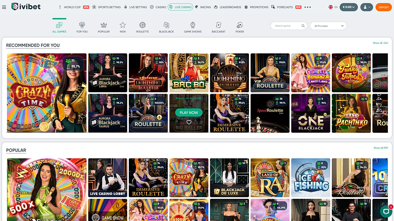 Десктопный лайв-дилер Ivibet Casino