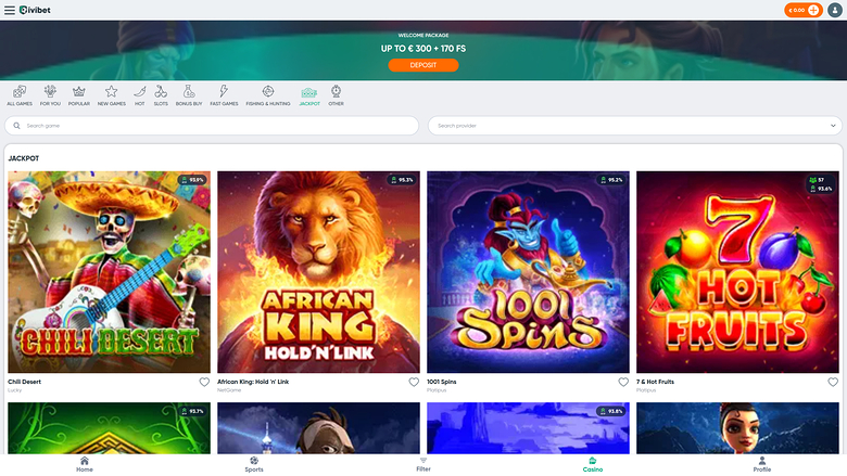 Jackpot du casino Ivibet sur ordinateur