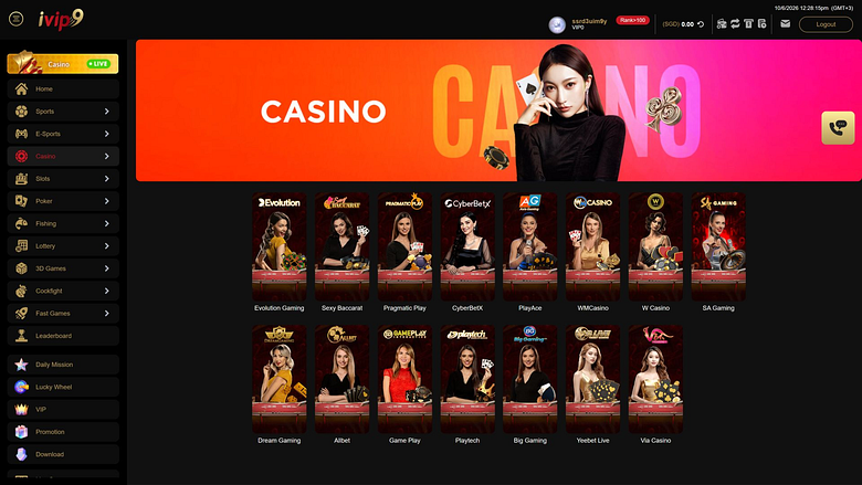 Live Dealer Desktop di IVIP9 Casino