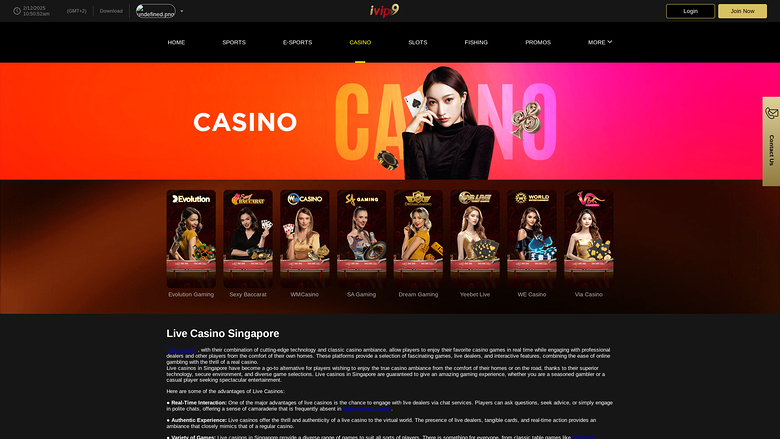 Casino IVIP9 avec croupier en direct sur ordinateur