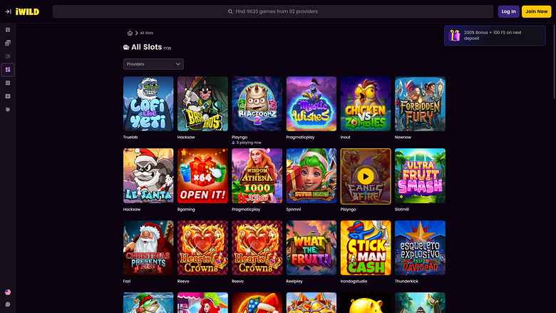 Jeux de casino iWild sur ordinateur