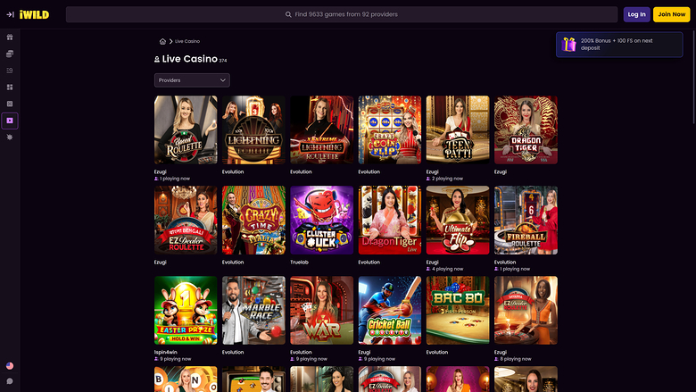 iWild Casino avec croupier en direct sur ordinateur