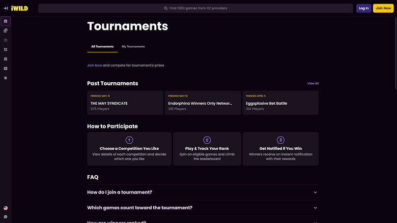 iWild Casino Desktop Tournaments