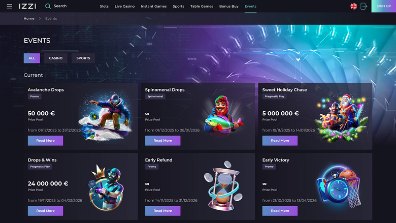 Promotions du casino Izzi version ordinateur