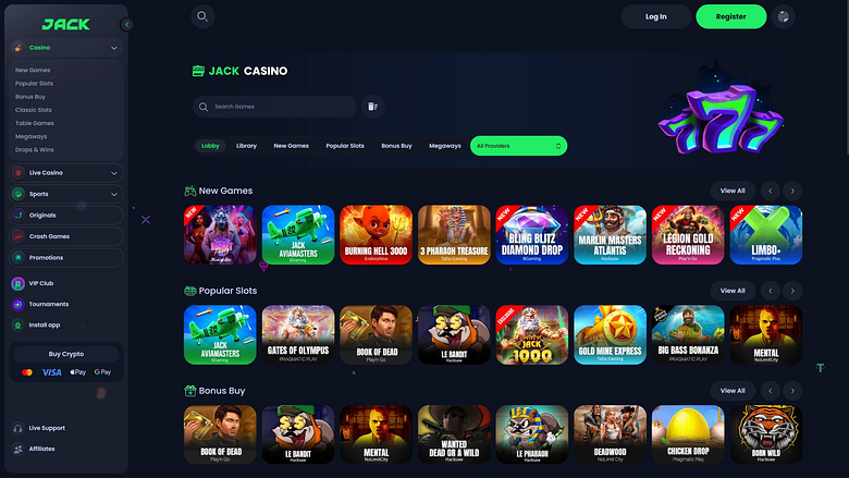 Jeux de casino Jack sur ordinateur