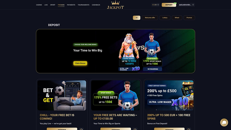 Promotions sur ordinateur de bureau du casino Jack-Pot