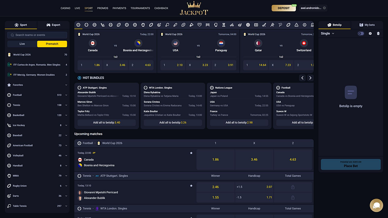 Sports sur Ordinateur de Jack-Pot Casino