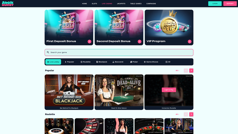 Desktop del Dealer Live Jackburst