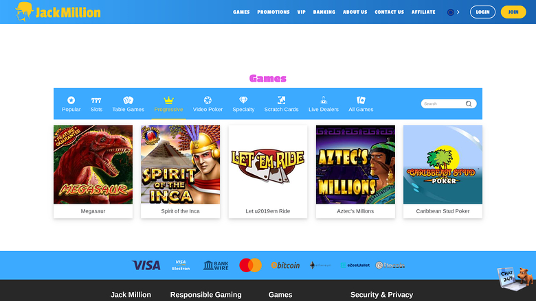 Jackpot du casino Jackmilion sur ordinateur