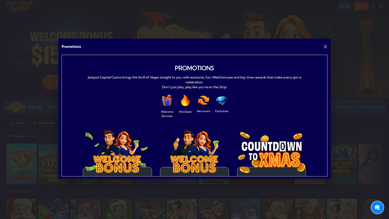 Jackpot Capital Promotions Desktop