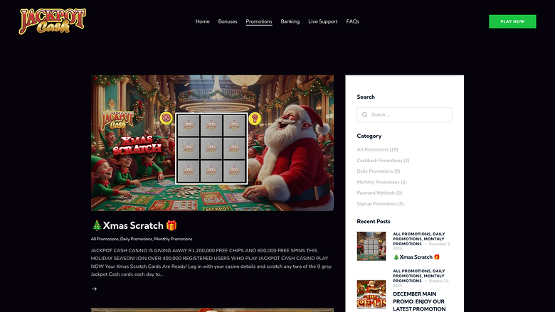 Promotions du casino Jackpot Cash sur ordinateur