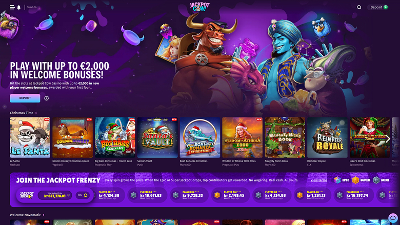 Jackpot Cow Casino Homepage Desktop