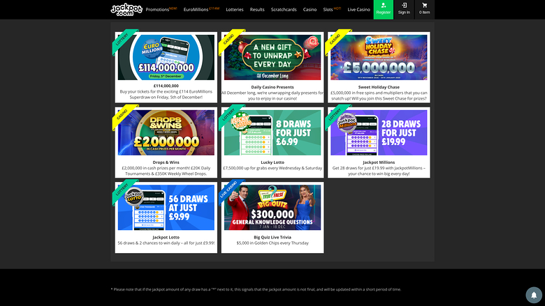 Promozioni del casinò Jackpot.com Desktop