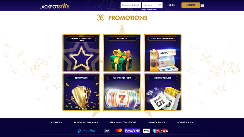 Jackpotstar Promotions Desktop