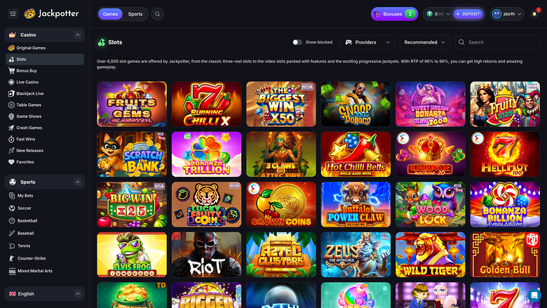 Jackpotter Casino Games Desktop