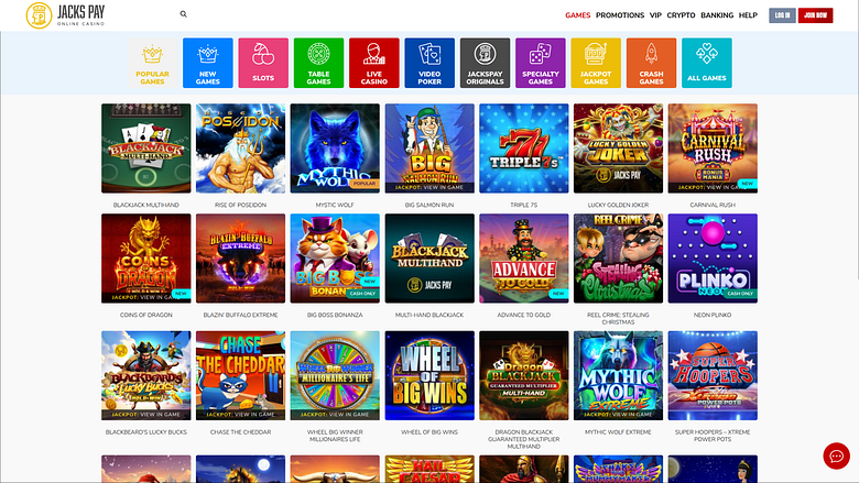 Jeux de casino JacksPay sur ordinateur