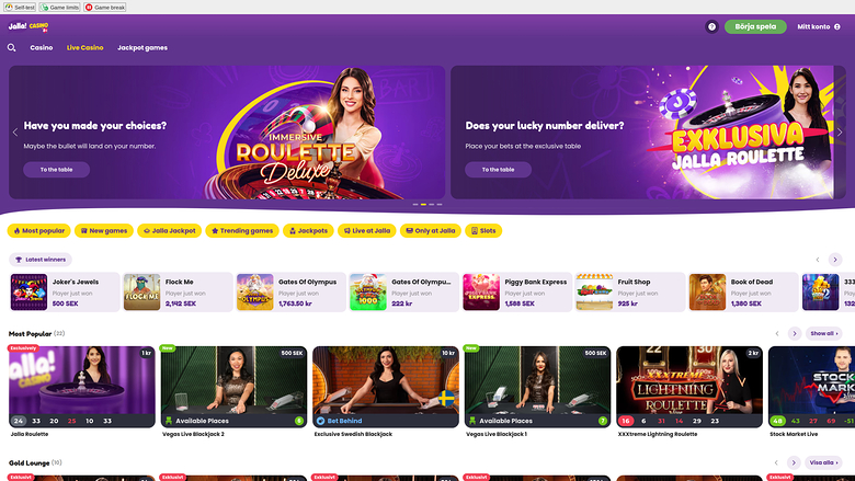 Jalla Casino Croupier en Direct Bureau