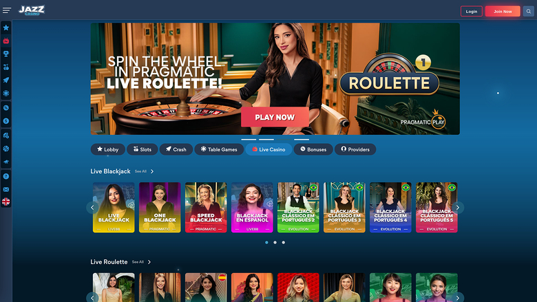 Jazz Casino Live Dealer Desktop