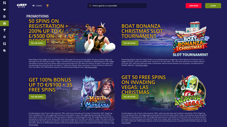 Jazzy Spins Casino Promotions Desktop