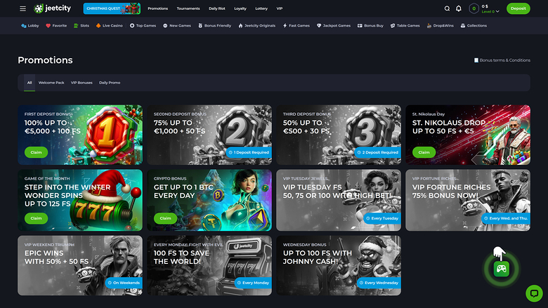 Promotions du casino Jeetcity version bureau