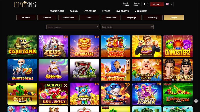 Jackpot de bureau du casino JetSetSpins