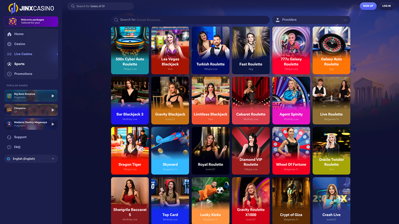 Jinx Casino avec croupier en direct sur ordinateur