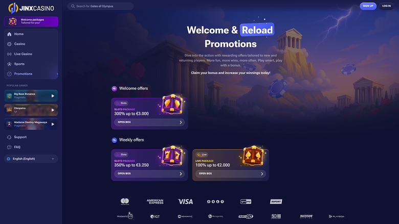 Promotions du casino Jinx version bureau