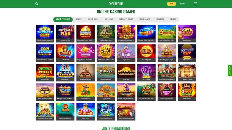 Jeux de casino Joe Fortune sur ordinateur