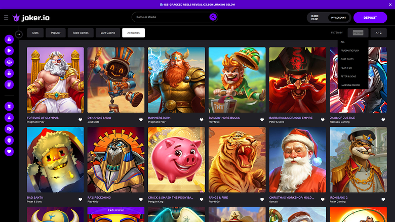 Desktop degli sviluppatori di giochi Joker.io