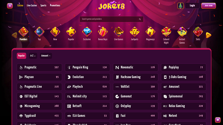 Desktop degli sviluppatori di giochi da casinò Joker8