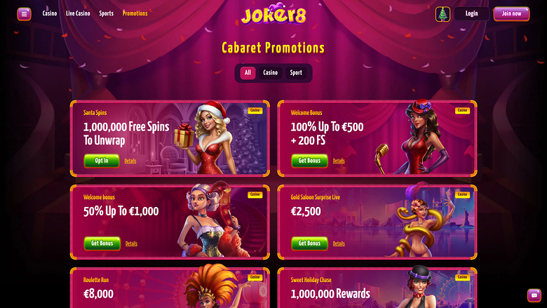 Promozioni del casinò Joker8 Desktop