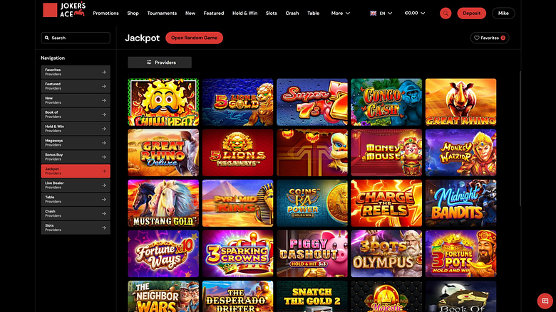 Jackpot de bureau du casino Joker's Ace
