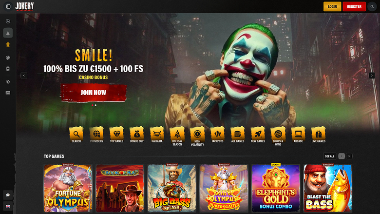 Jokery Casino Desktop Homepage