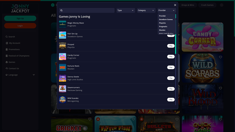 Développeurs de jeux de casino Jonny Jackpot - Bureau