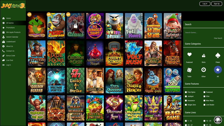 Juegos de escritorio de Juicy Vegas Casino