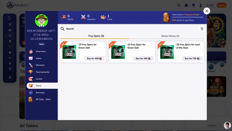 Boutique en ligne du casino Juliebet