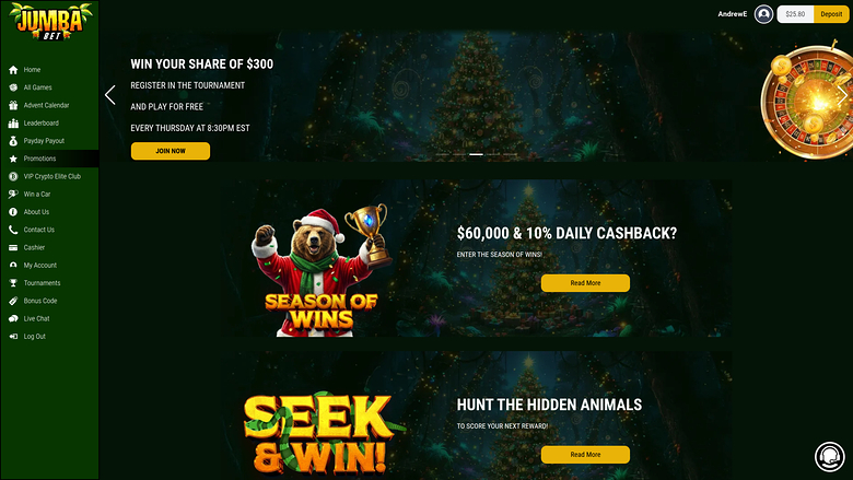 Jumba Bet Casino Desktop Promotions