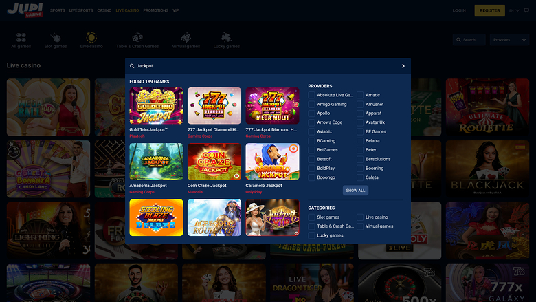 Jackpot de bureau du casino Jupi