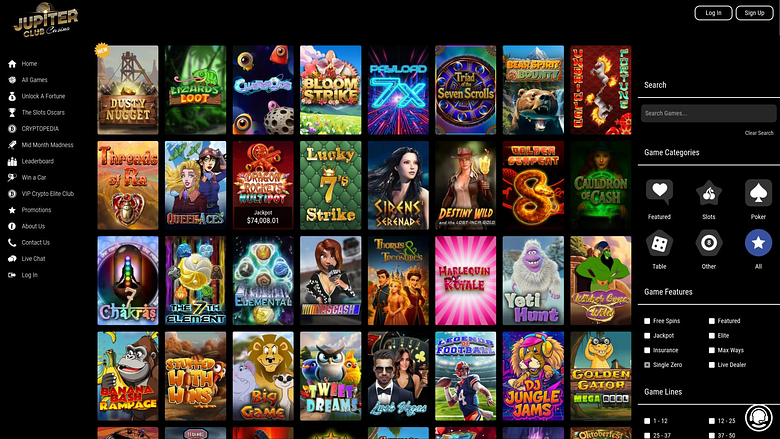 Juegos de escritorio del casino Jupiter Club