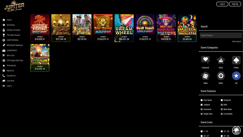 Jackpot de escritorio del Jupiter Club Casino